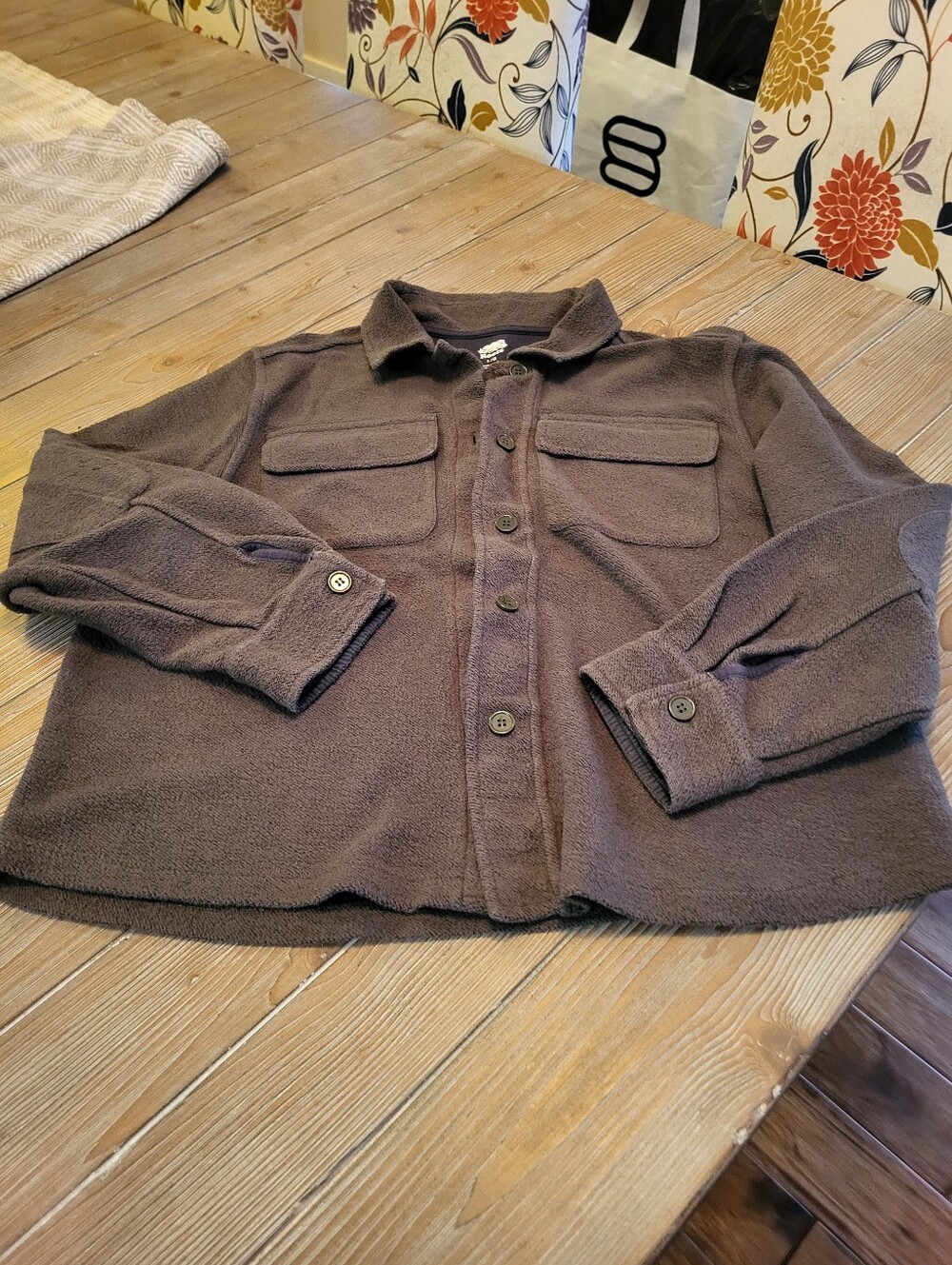 Roots Women's Brown Fleece Shacket Jacket